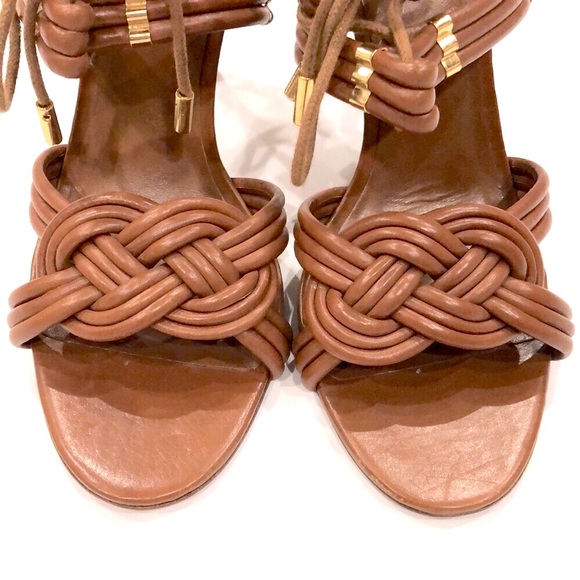Tory Burch Audrianna Leather Lace Up Sandal Heels - Picture 4 of 11
